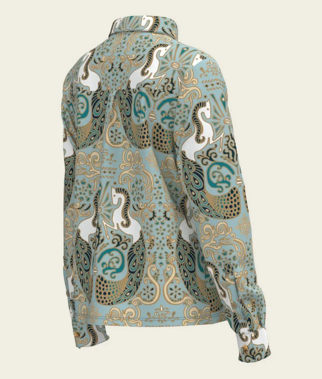 Espoir Mermaid Horses Loose Fit Button Shirt