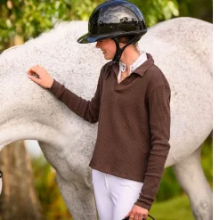 Euphoric Waffle Knit Long Sleeve Polo