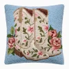 Floral Cowgirl Boots Hook Pillow