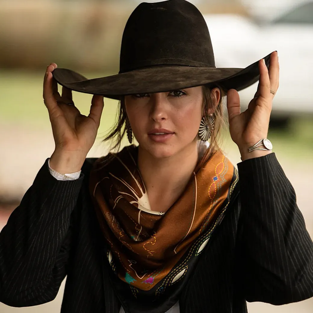 Fringe Scarves Western Yoke Silk Wild Rag