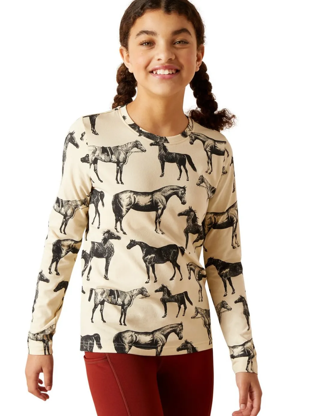Girls Ariat Sepia Equine T-Shirt Long Sleeve
