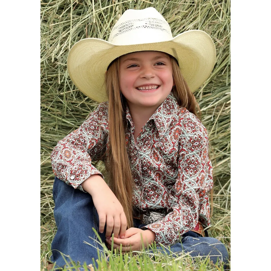 Girls Cruel Denim Medallion Print Snap Shirt