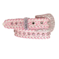 Girls Kamberley Rhinestone Pink Leopard Belt