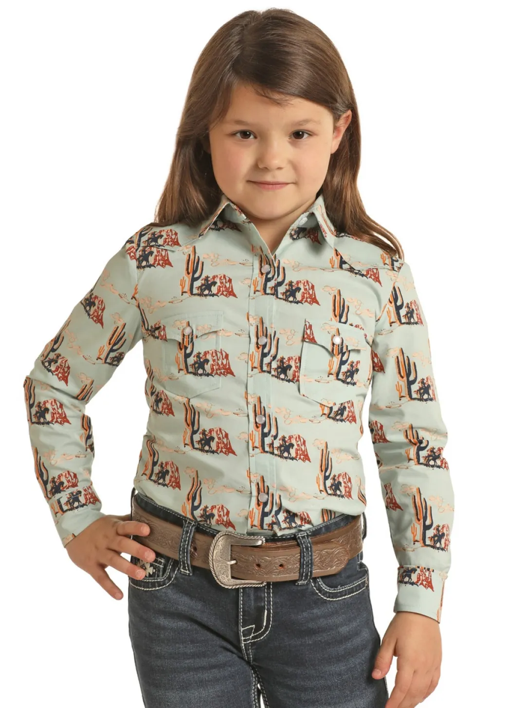 Girls Rock & Roll Cactus Snap Shirt