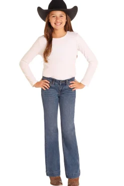 Girls Rock & Roll Denim Boot Stitch Stretch Jeans