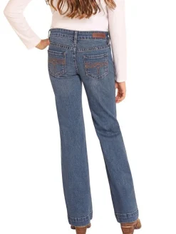 Girls Rock & Roll Denim Boot Stitch Stretch Jeans