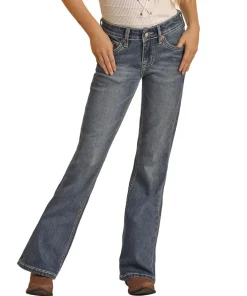 Girls Rock & Roll Denim Horse Embroidery Jeans