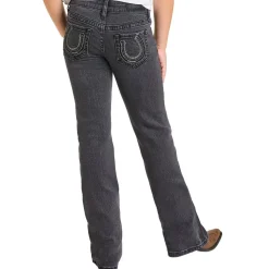 Girls' Rock & Roll Denim Horseshoe Black Jeans