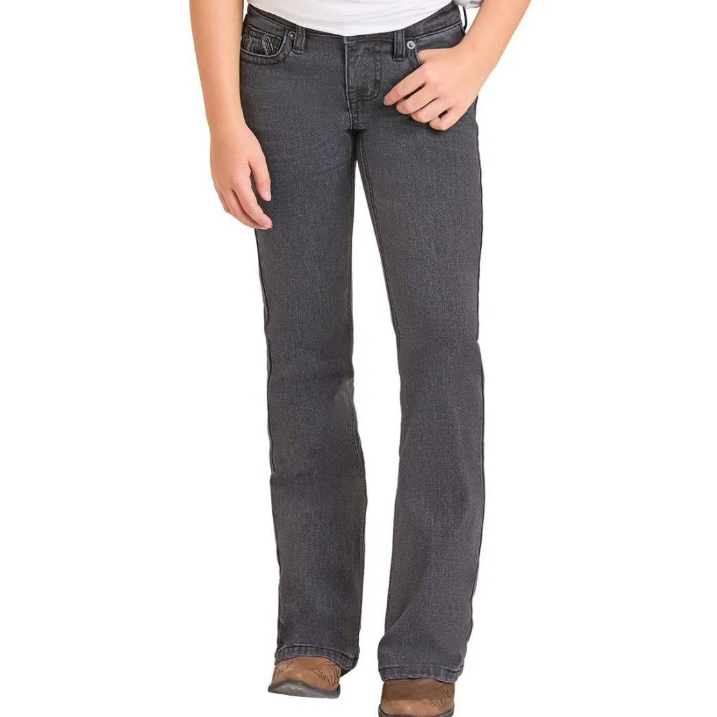 Girls' Rock & Roll Denim Horseshoe Black Jeans
