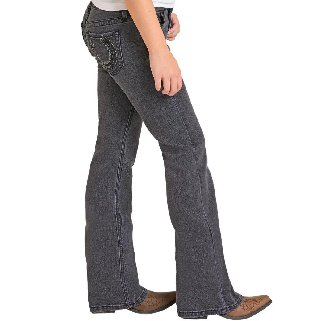 Girls' Rock & Roll Denim Horseshoe Black Jeans