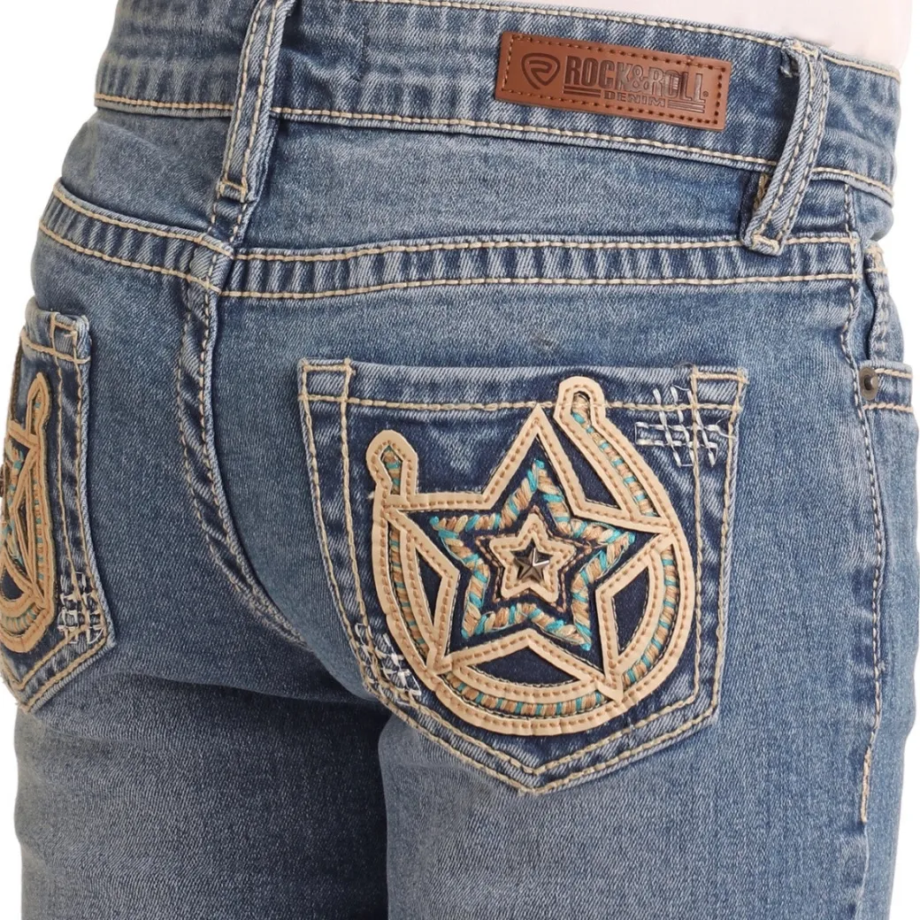 Girls Rock & Roll Denim Horseshoe/Star Jeans