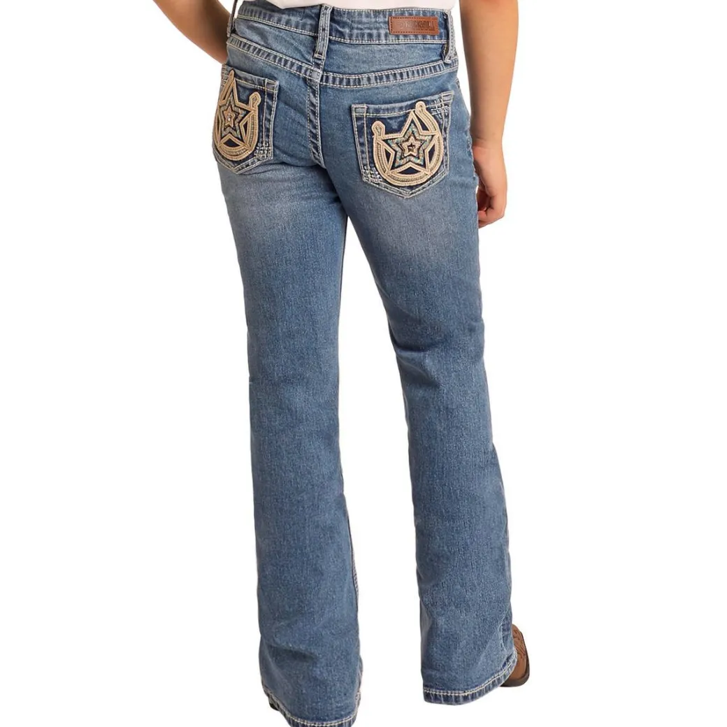 Girls Rock & Roll Denim Horseshoe/Star Jeans