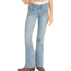 Girls Rock & Roll Denim Patch Pocket Jeans