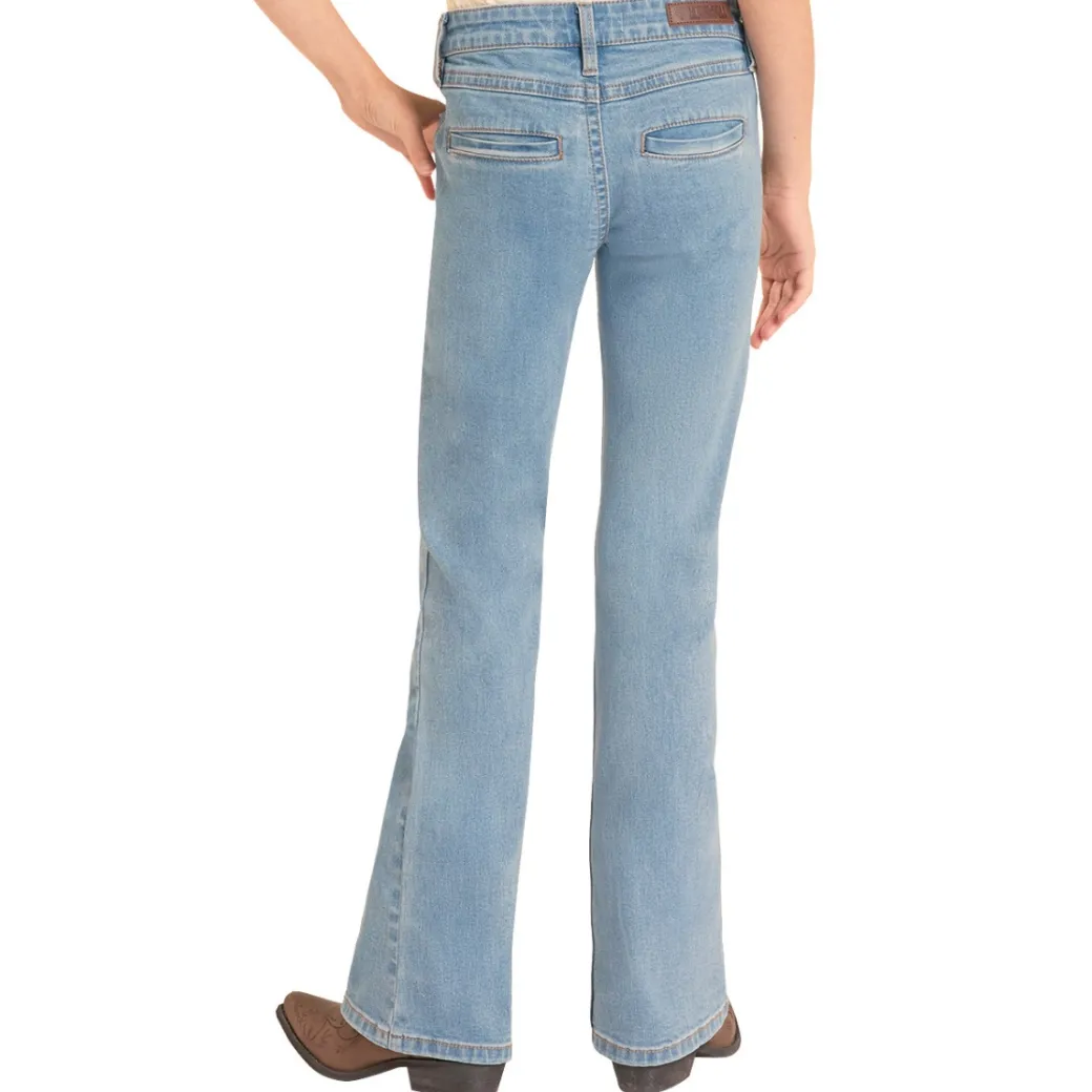Girls Rock & Roll Denim Patch Pocket Jeans