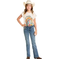 Girls' Rock & Roll Denim Steer Embroidered Jeans