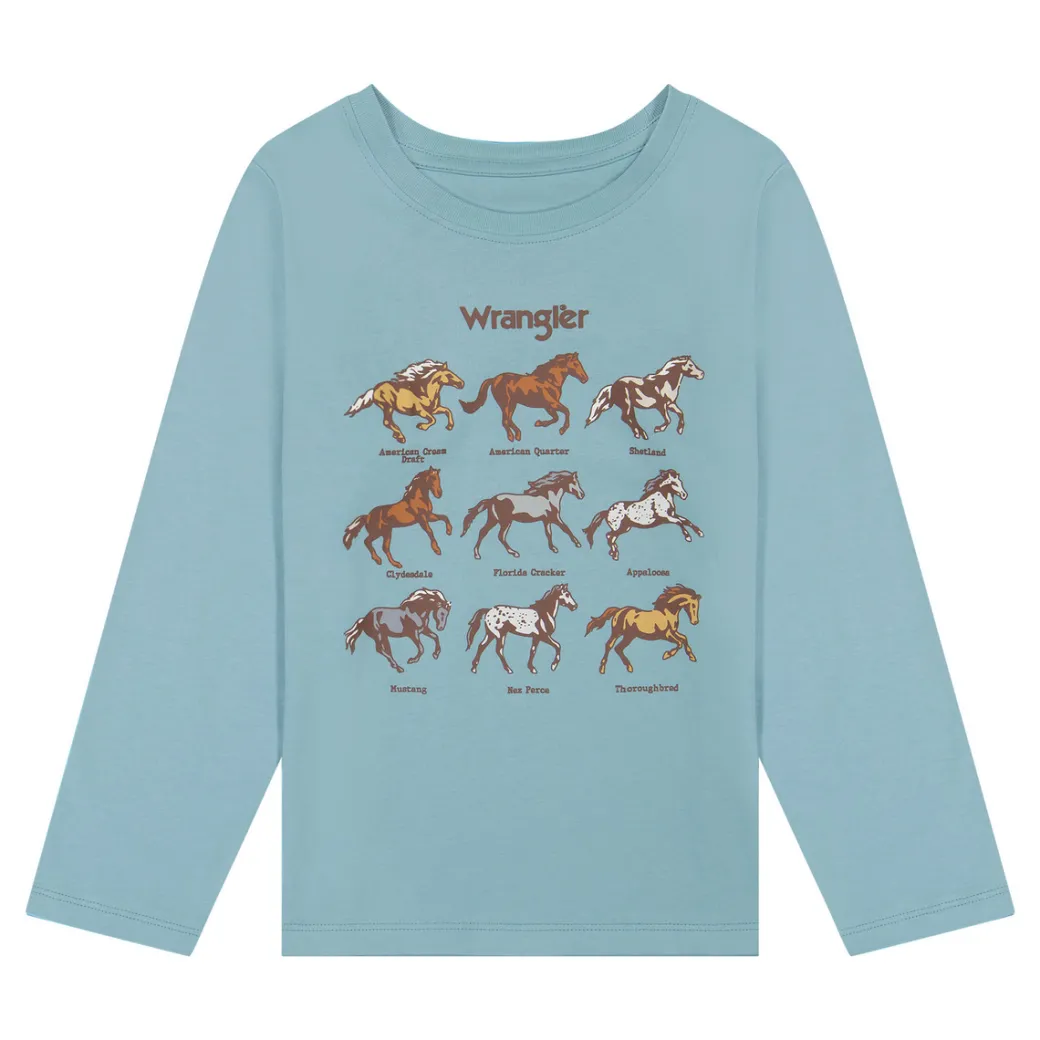Girls Wrangler Horse Breeds Long Sleeve Tee