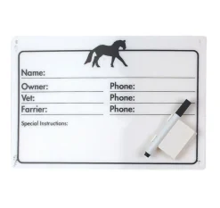Horse Info Dry Erase Stall Card