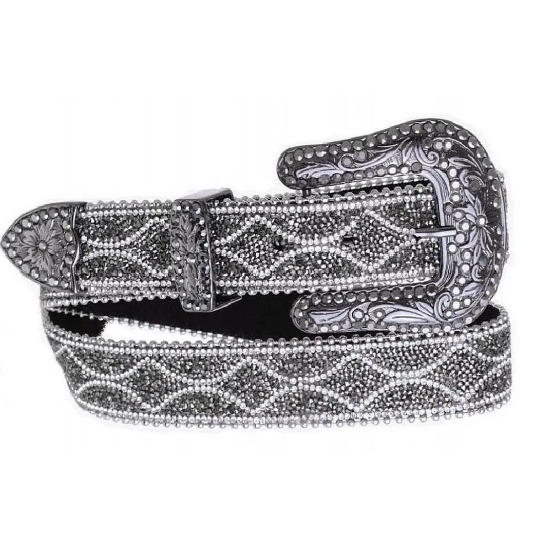 Kamberley Black Mesh Stones Leather Belt