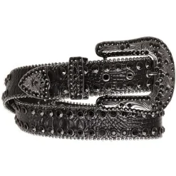 Kamberley Rhinestone Exotic Leather Belt
