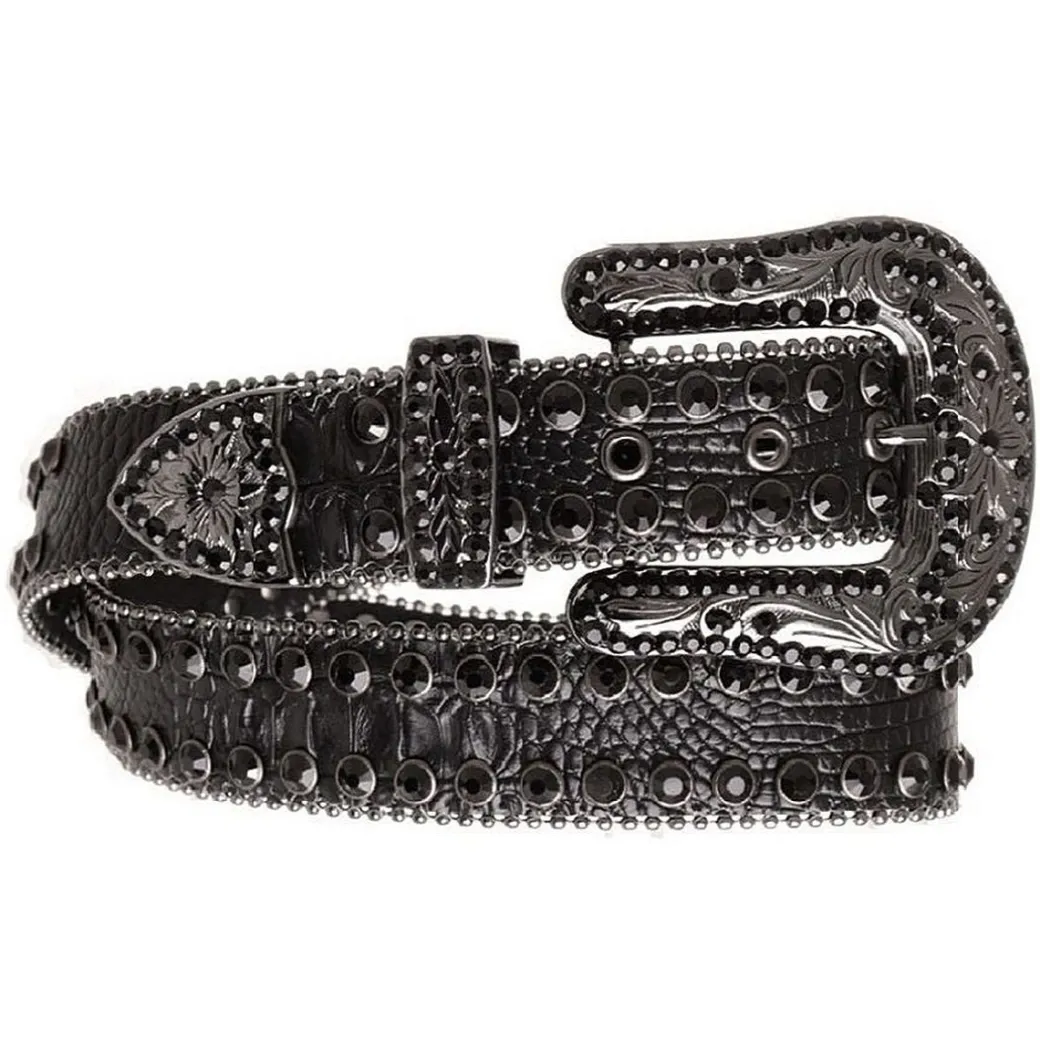 Kamberley Rhinestone Exotic Leather Belt