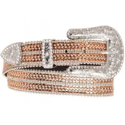 Kamberley Rhinestone Rows Leather Belt