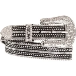 Kamberley Rhinestone Rows Leather Belt