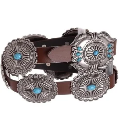 Kamberley Turquoise Concho Leather Belt