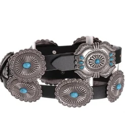 Kamberley Turquoise Concho Leather Belt