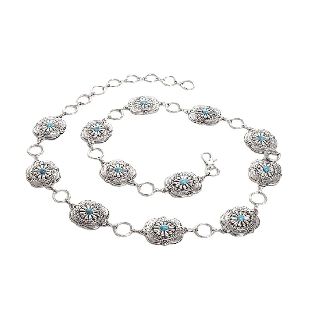 Kamberley Turquoise Stone Concho Chain Belt