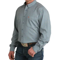 Men's Cinch ArenaFlex Blue Print LS Shirt