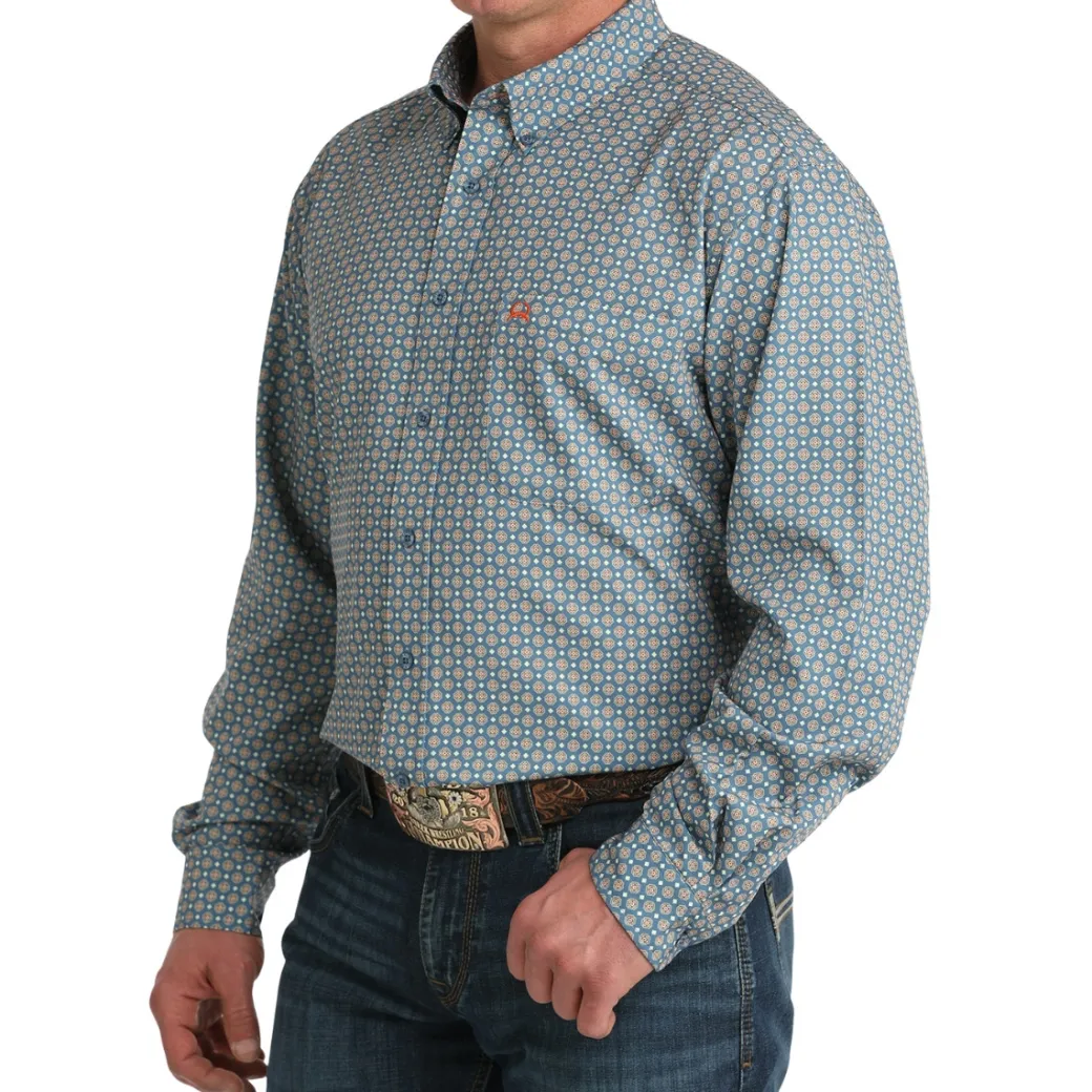 Men's Cinch ArenaFlex Blue Print LS Shirt