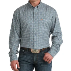 Men's Cinch ArenaFlex Blue Print LS Shirt