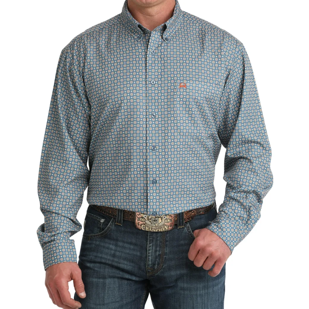 Men's Cinch ArenaFlex Blue Print LS Shirt