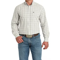 Men's Cinch ArenaFlex White Plaid LS Shirt