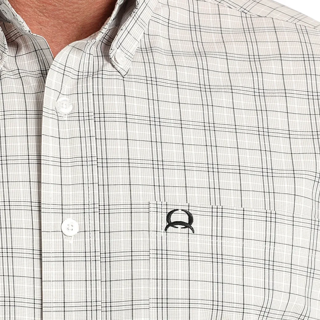Men's Cinch ArenaFlex White Plaid LS Shirt