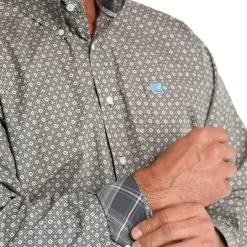 Men's Cinch Blue Medallion Print LS Shirt