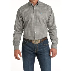 Men's Cinch Blue Medallion Print LS Shirt