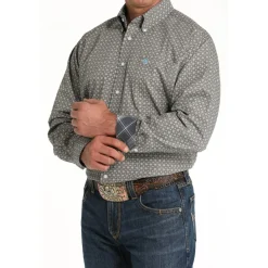 Men's Cinch Blue Medallion Print LS Shirt