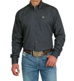 Men's Cinch Charcoal Solid LS Shirt