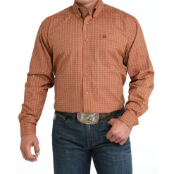 Men's Cinch Classic Fit Brown Geo Stripe LS Shirt