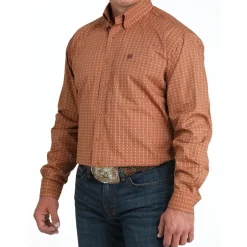 Men's Cinch Classic Fit Brown Geo Stripe LS Shirt