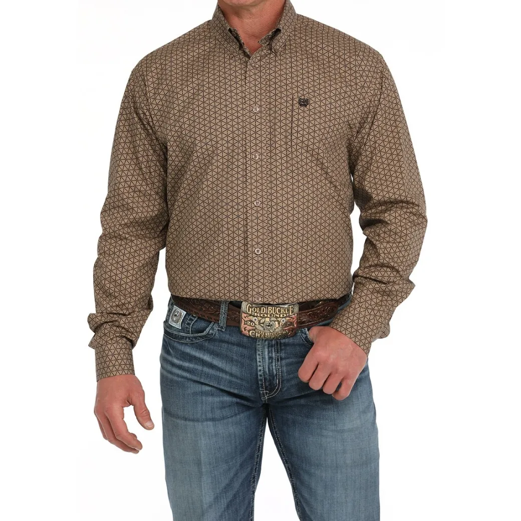 Men's Cinch Classic Fit Brown Print Shirt