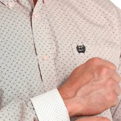 Men's Cinch Classic Fit Pink Print LS Shirt