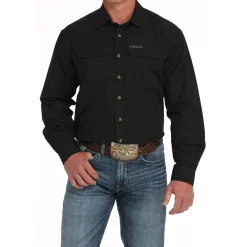 Men's Cinch Ripstop Solid Black LS Shirt