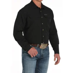 Men's Cinch Ripstop Solid Black LS Shirt