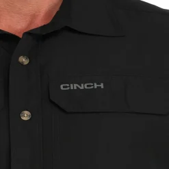 Men's Cinch Ripstop Solid Black LS Shirt