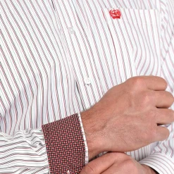 Men's Cinch Tencel White Stripe LS Shirt