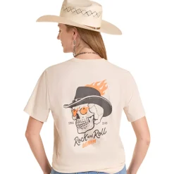 Men's Rock & Roll Denim Cowboy Skull Graphic Tee