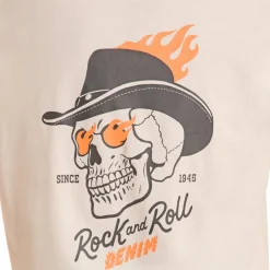 Men's Rock & Roll Denim Cowboy Skull Graphic Tee