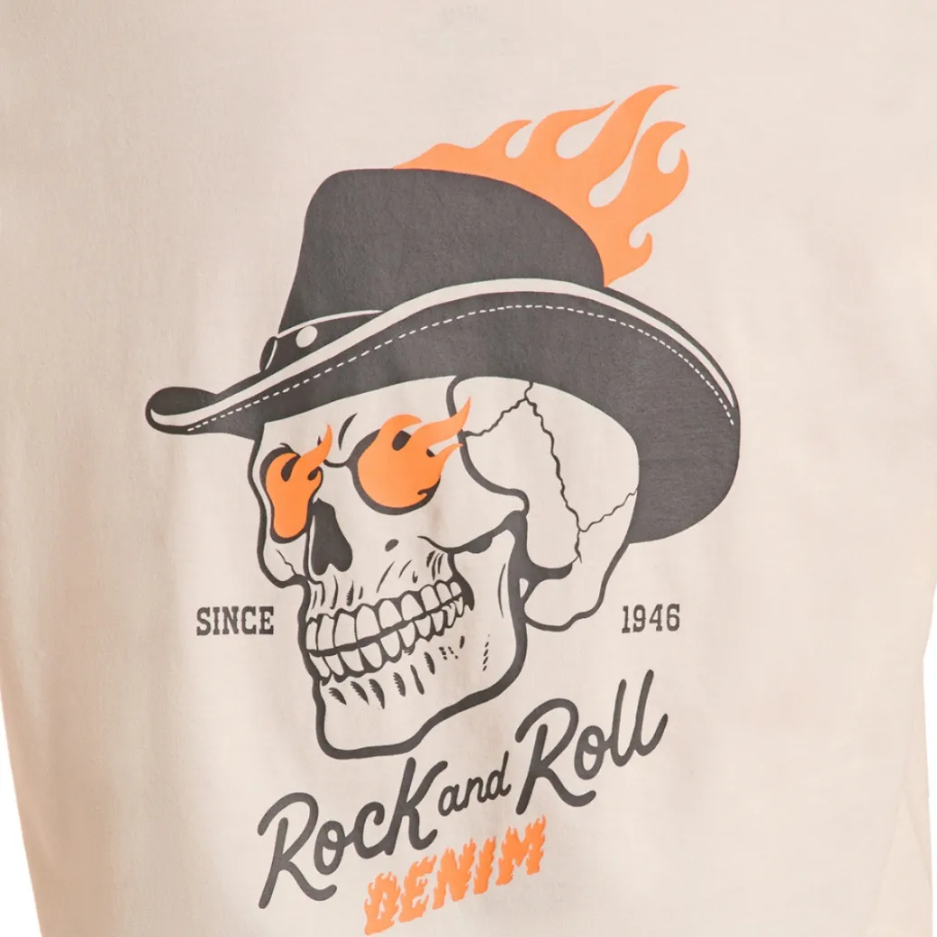 Men's Rock & Roll Denim Cowboy Skull Graphic Tee